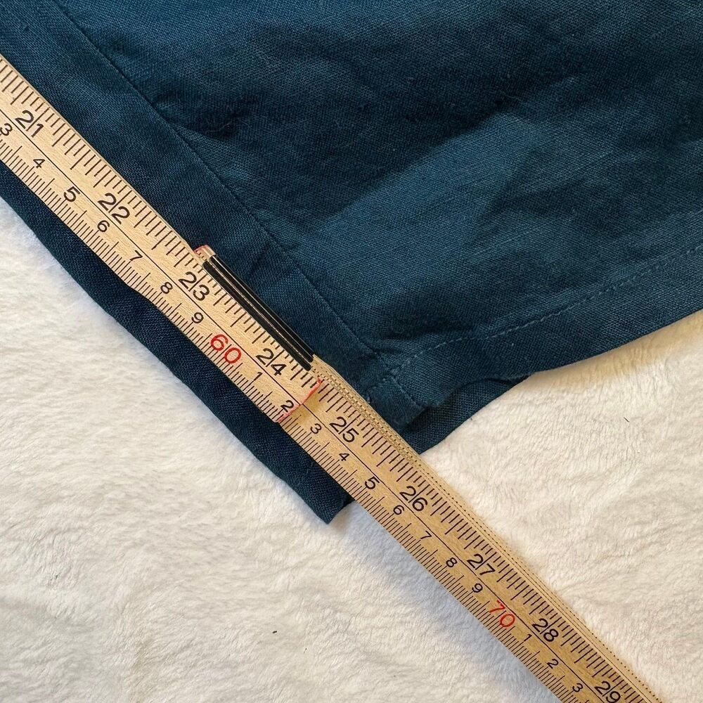 Eileen Fisher Organic Linen Pants Womens 3X Teal NWOT Pull On Cropped Wide Leg - Picture 2 of 9